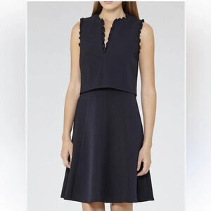 REISS Navy Braida Frill Sleeve Dress